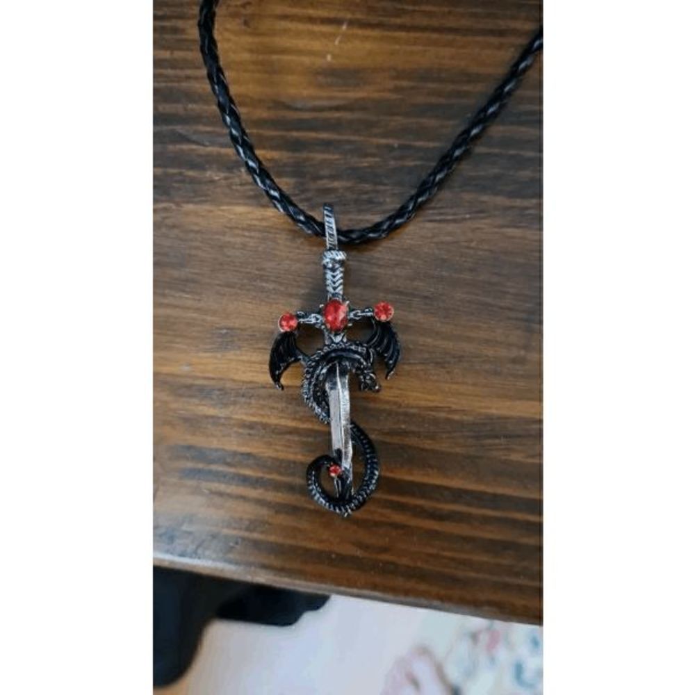 Dragon Sword Ruby Pendant Necklace - Picture 4 of 4